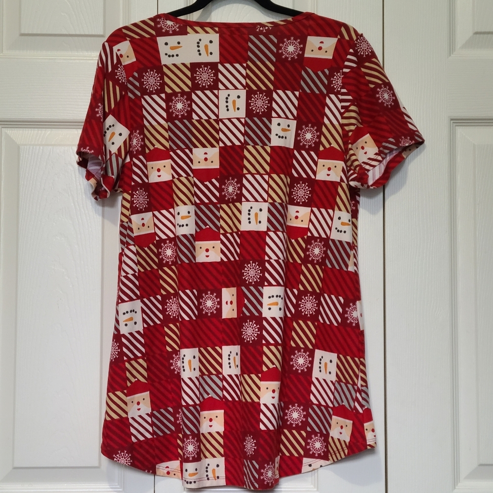 Red & White Festive Santa & Frosty Snowman ~ Leggings Fabric LLR Classic T Small - Picture 5 of 5
